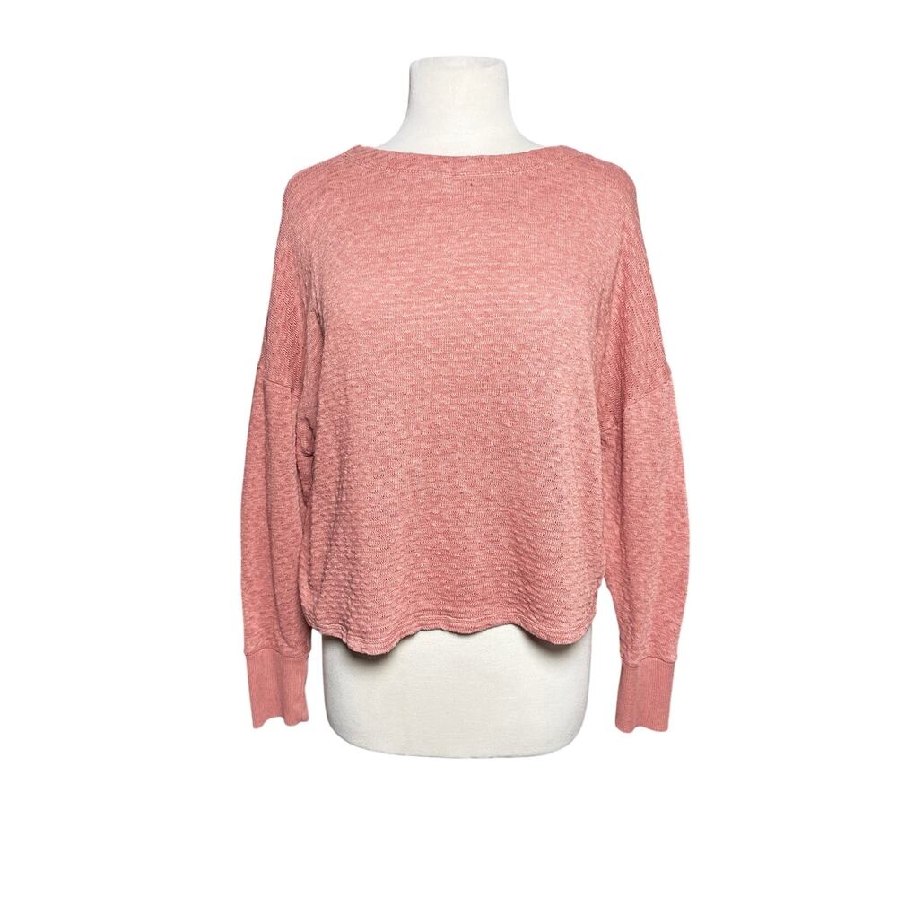 ANTHROPOLOGIE Women’s Temecula Coral Linen Blend Long Sleeve Sweater